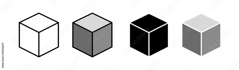 Cube Set Icons. Simple Icon Shape. Linear, silhouette and flat style. Vector icons. Cube Set Icons. Simple Icon Shape. Linear, silhouette and flat style. Vector icons.