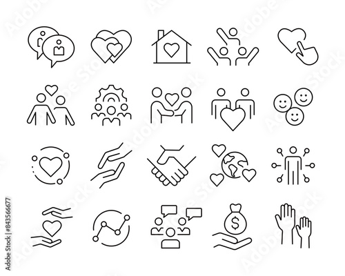 Community Icons - Vector Line. Editable Stroke. 