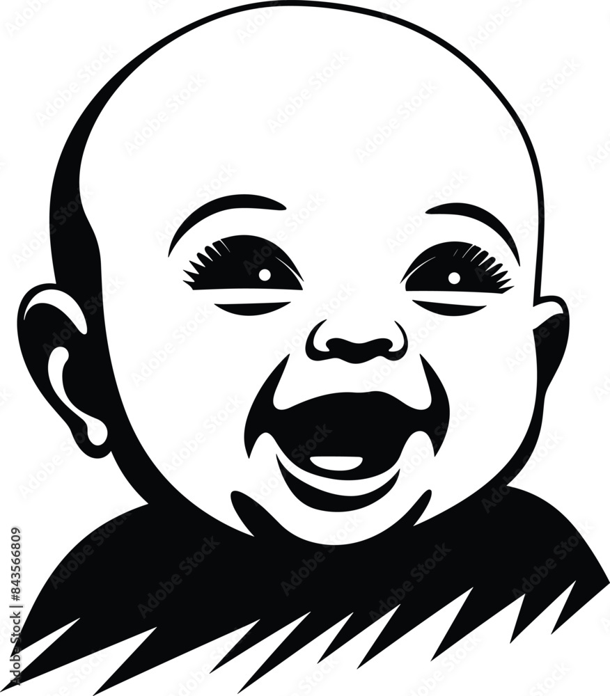 face of child smiling. Newborn Cute baby face emotions, cartoon cute baby face. black and white vector illustration face of child smiling. Newborn Cute baby face emotions, cartoon cute baby face. black and white vector illustration