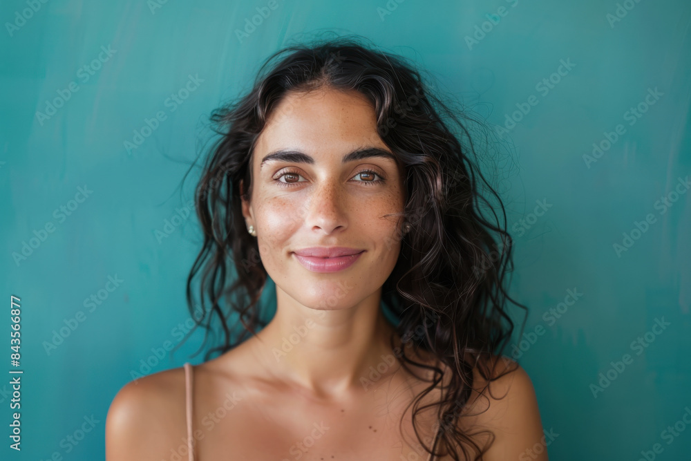 A close up portrait of a young woman with a subtle smile A close up portrait of a young woman with a subtle smile