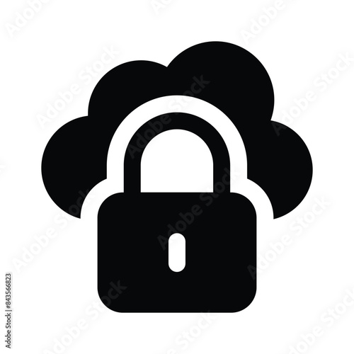 Secure cloud, cloud protection, cloud security icon design