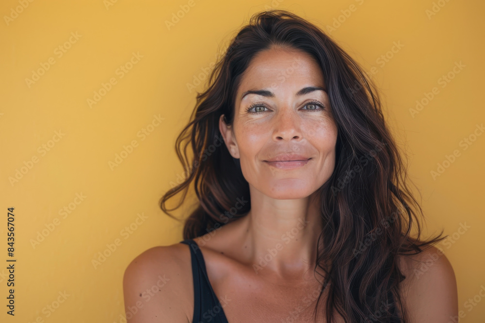 A close up portrait of a young woman with a subtle smile A close up portrait of a young woman with a subtle smile