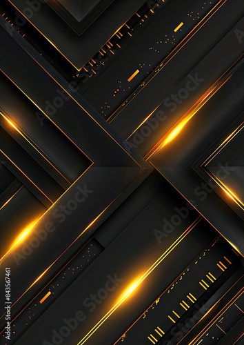Elevate your designs with this premium background template featuring an abstract geometric carbon overlap design accented with glowing golden brown elements