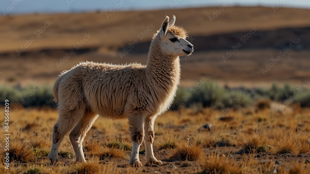 A cute alpaca grazes A cute alpaca grazes