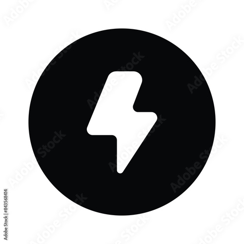 Thunder sign inside circle, icon of energy coin