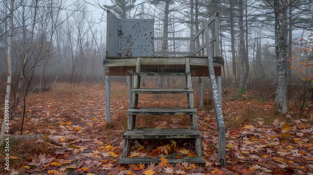 Scenic overlook platform for hikers on a trail, providing stunning views of the surrounding nature Scenic overlook platform for hikers on a trail, providing stunning views of the surrounding nature