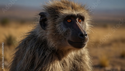 Tapety artystyczne baboon sitting on the ground