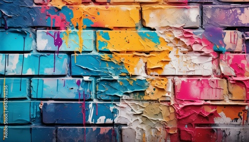 Grunge style colorful paint wall background, abstract urban background