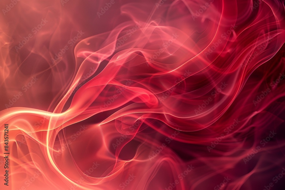 Fototapeta premium A vibrant abstract image of swirling red and orange light waves, red smoke, background.