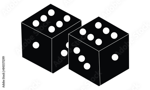 Png dice sticker, 3D rendering. Gaming dice.