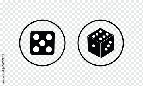 Minimalist dice set. Dice signs Isolated background. Vector illustration for game design and learning materials.