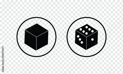 Png dice sticker, 3D rendering. Gaming dice.