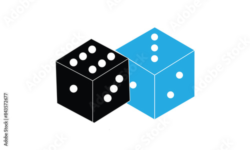 Png dice sticker, 3D rendering. Gaming dice.