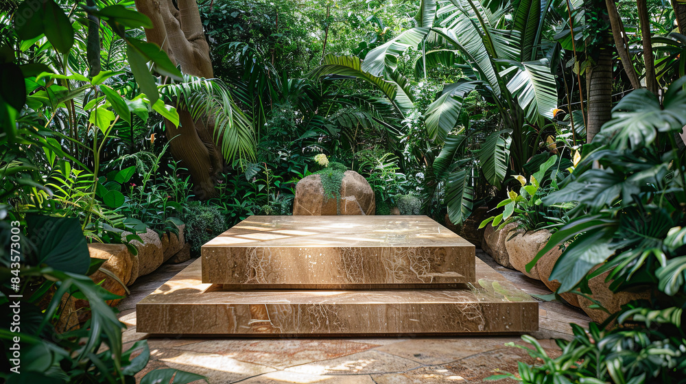 elegant marble podium, perfectly positioned in a botanical garden surrounded by lush greenery elegant marble podium, perfectly positioned in a botanical garden surrounded by lush greenery