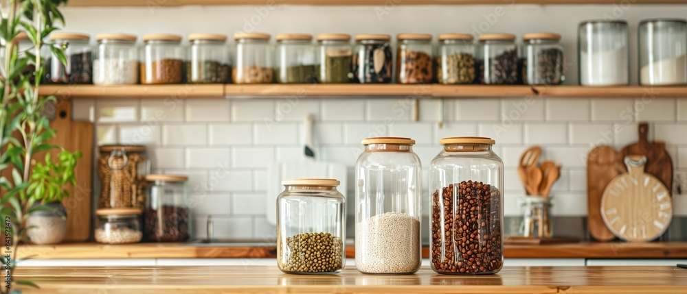 Minimalist Pantry with Glass Jars Minimalist Pantry with Glass Jars