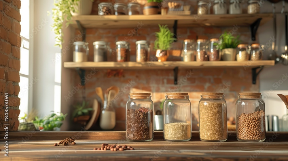 Sustainable Kitchen with Glass Jars Sustainable Kitchen with Glass Jars