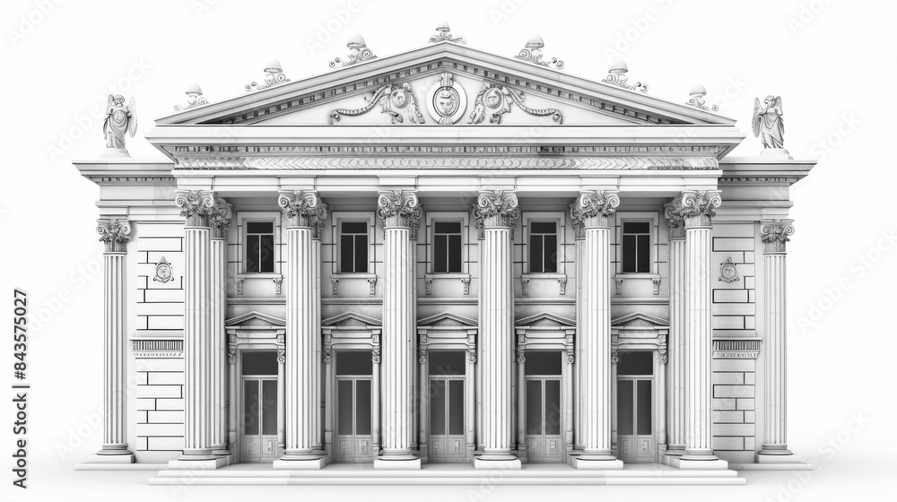 Fototapeta premium A Detailed Architectural Rendering of a Neoclassical Building With Ornate Detail