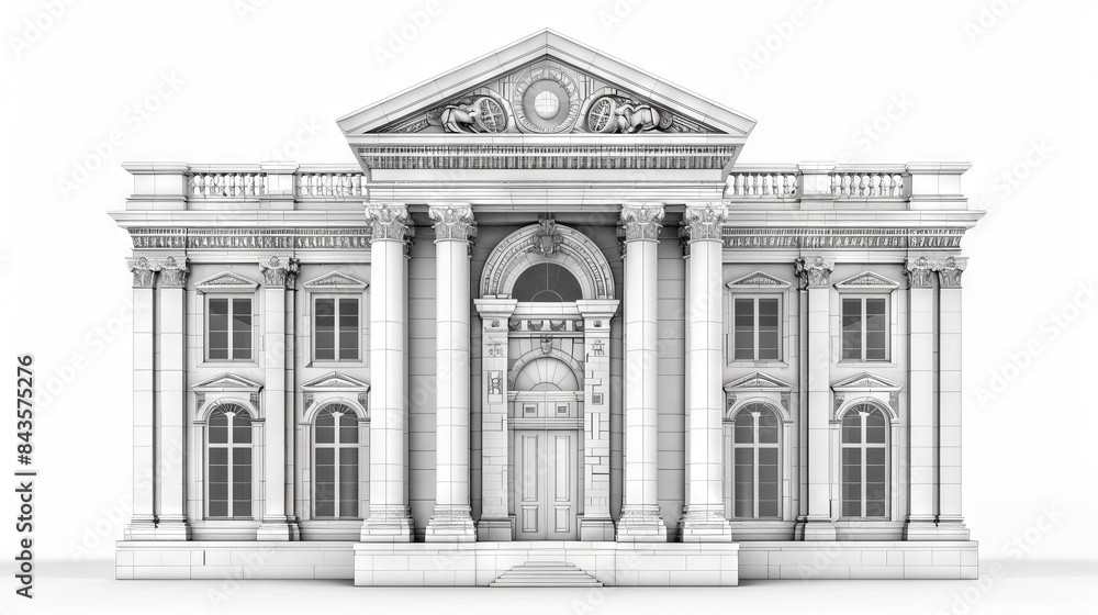 Fototapeta premium A Detailed Architectural Rendering of a Neoclassical Building With Ornate Detail