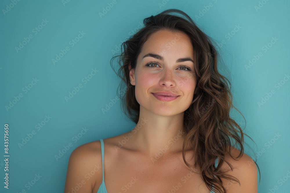 A close up portrait of a young woman with a subtle smile A close up portrait of a young woman with a subtle smile