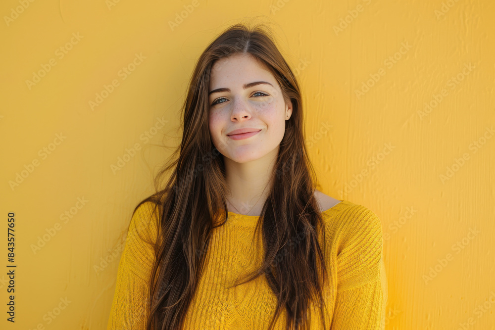 A close up portrait of a young woman with a subtle smile A close up portrait of a young woman with a subtle smile