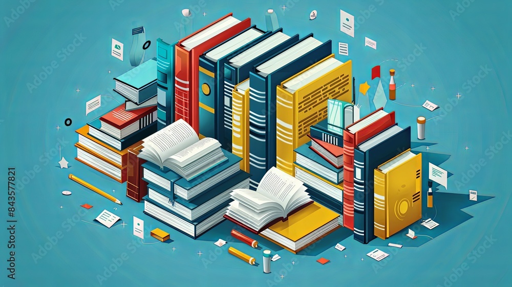 concept of learning and reading books royalty free... The concept of learning and reading books. Isometric flat design for ...