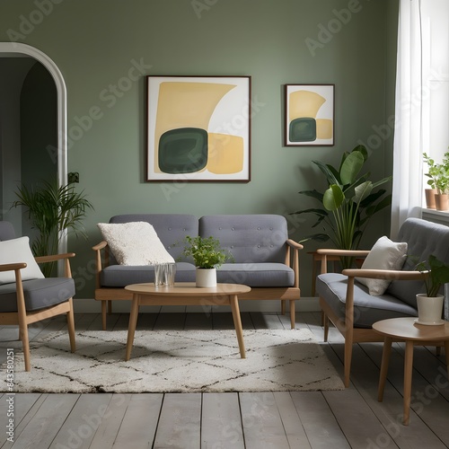 “Modern Living Room with Botanical Influence”