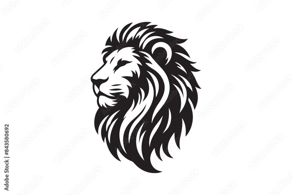 Fototapeta premium Lion head silhouette vector art illustration
