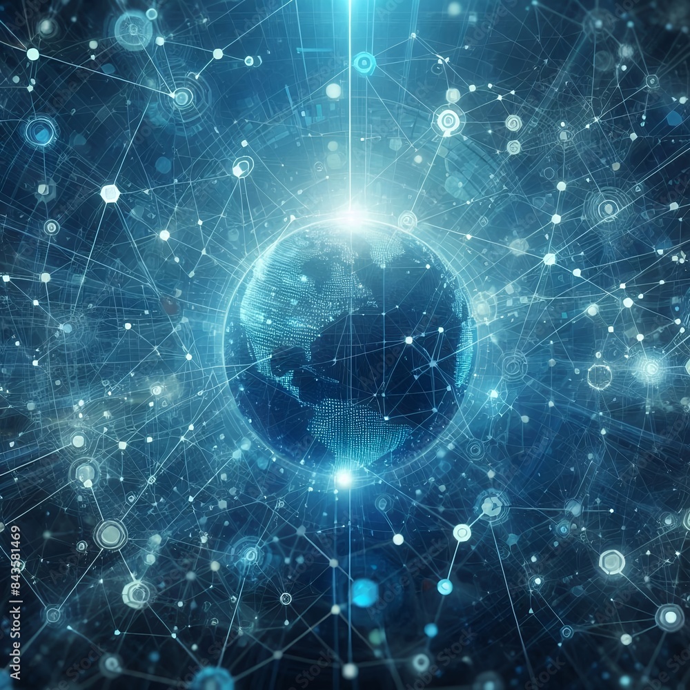 Abstract Network Connections with Blue-Toned Dots and Lines created by generative ai Abstract Network Connections with Blue-Toned Dots and Lines created by generative ai