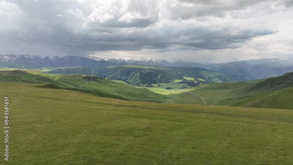 View from a quadcopter of a high mountain plateau in southeastern Kazakhstan on a cloudy summer day View from a quadcopter of a high mountain plateau in southeastern Kazakhstan on a cloudy summer day