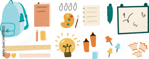 Back to school hand drawn set. Back to school vector art. Back to school clip art