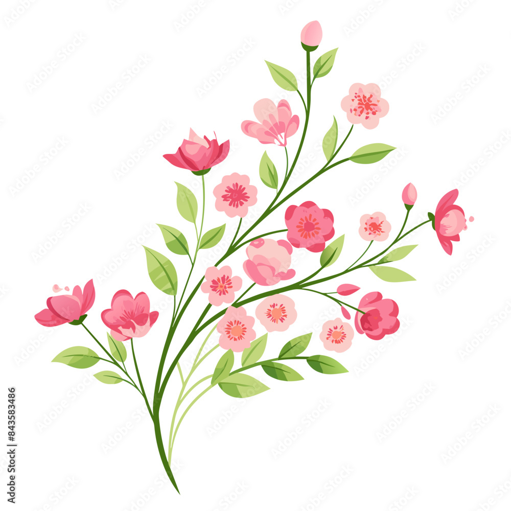 Fototapeta premium Pink water color flower vector. illustration 