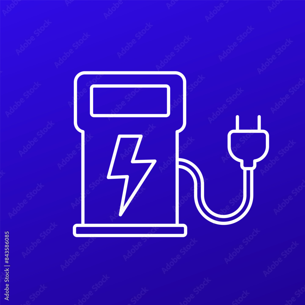 charging station icon, charger for electric cars, EV line design charging station icon, charger for electric cars, EV line design
