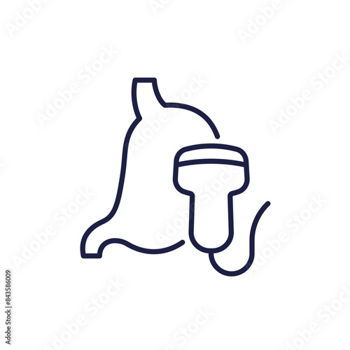 stomach ultrasound icon, abdominal ultrasonography line vector
