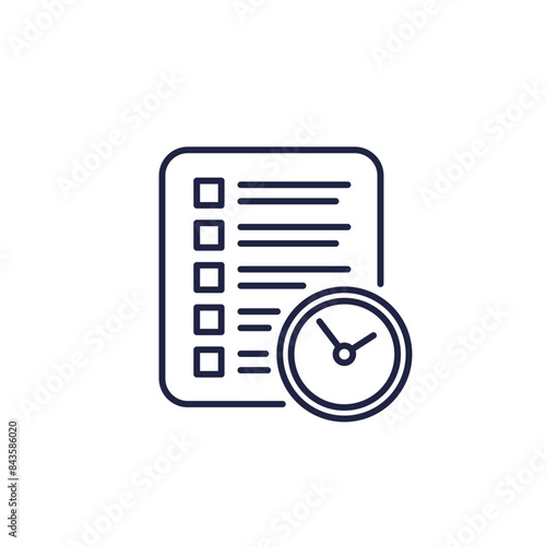 timesheet and time tracking line icon, vector