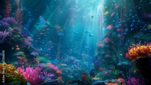 Wallpaper Mural An underwater world full of life, where fish and aquatic plants create a harmonious ecosystem. Torontodigital.ca