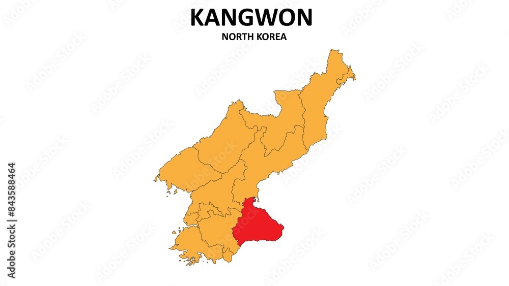 Kangwon Map in North Korea. Vector Map of North Korea. Regions map of North Korea. Kangwon Map in North Korea. Vector Map of North Korea. Regions map of North Korea.