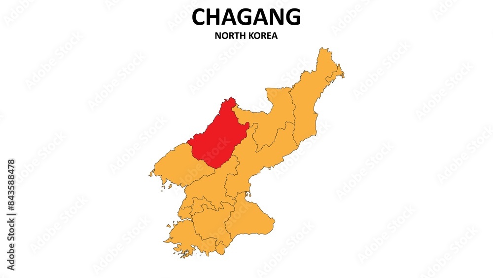 Obraz premium Chagang Map in North Korea. Vector Map of North Korea. Regions map of North Korea.