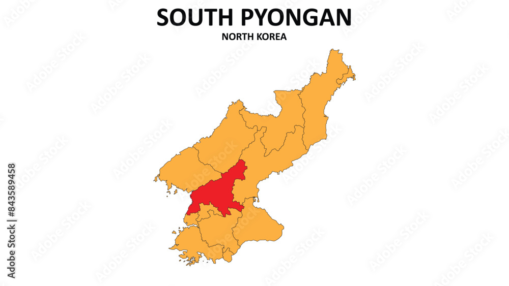 South Pyongan Map in North Korea. Vector Map of North Korea. Regions ...