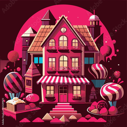 candy house vector illustration