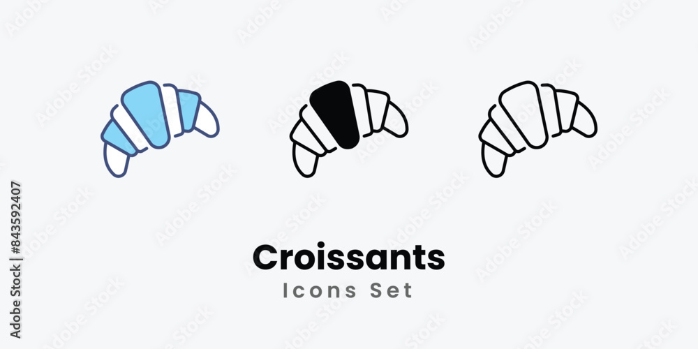 Croissants icons vector set stock illustration. Croissants icons vector set stock illustration.
