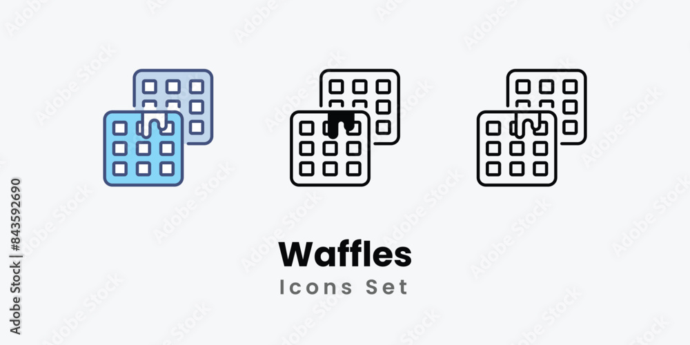 Waffles icons vector set stock illustration. Waffles icons vector set stock illustration.
