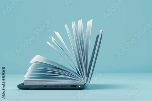 Abstract open book and laptop