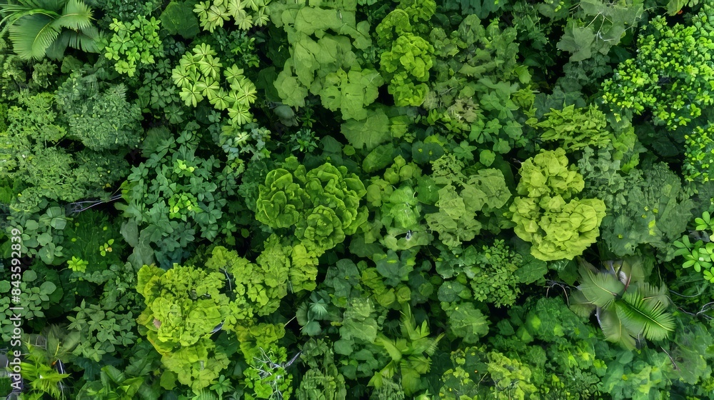 Aerial view forest canopy absorbing co2 with green trees for carbon neutrality and zero emissions Aerial view forest canopy absorbing co2 with green trees for carbon neutrality and zero emissions