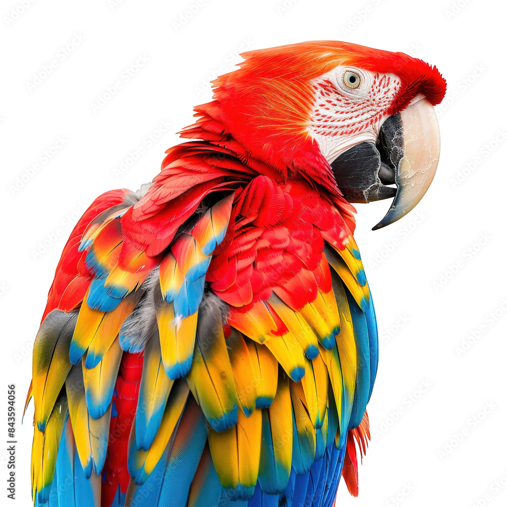 Obraz premium Vibrant Parrot with Multicolored Feathers on a Black Background