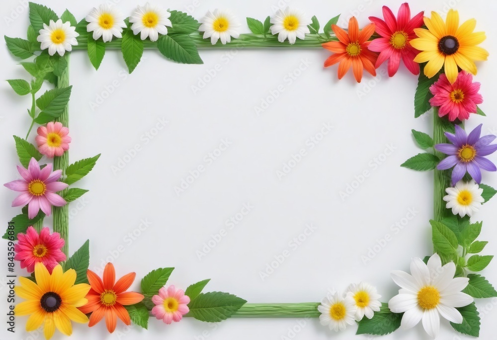 Summer Floral Frame, Pastel Beautiful Spring Template, Text Background, Copy Space. Summer Floral Frame, Pastel Beautiful Spring Template, Text Background, Copy Space.