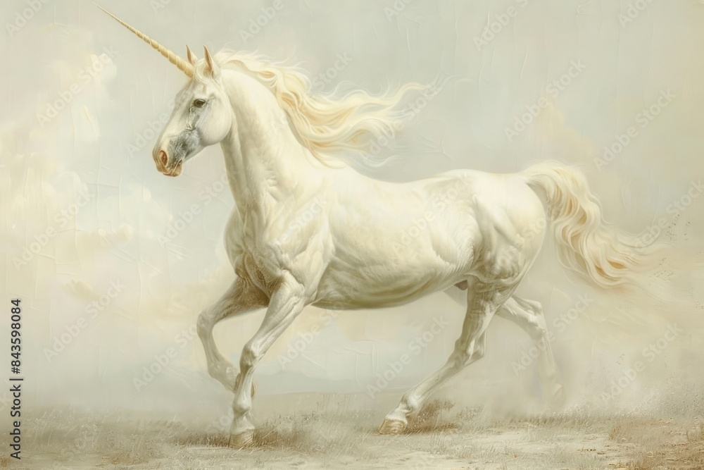 Close up on pale unicorn painting stallion animal. Close up on pale unicorn painting stallion animal.
