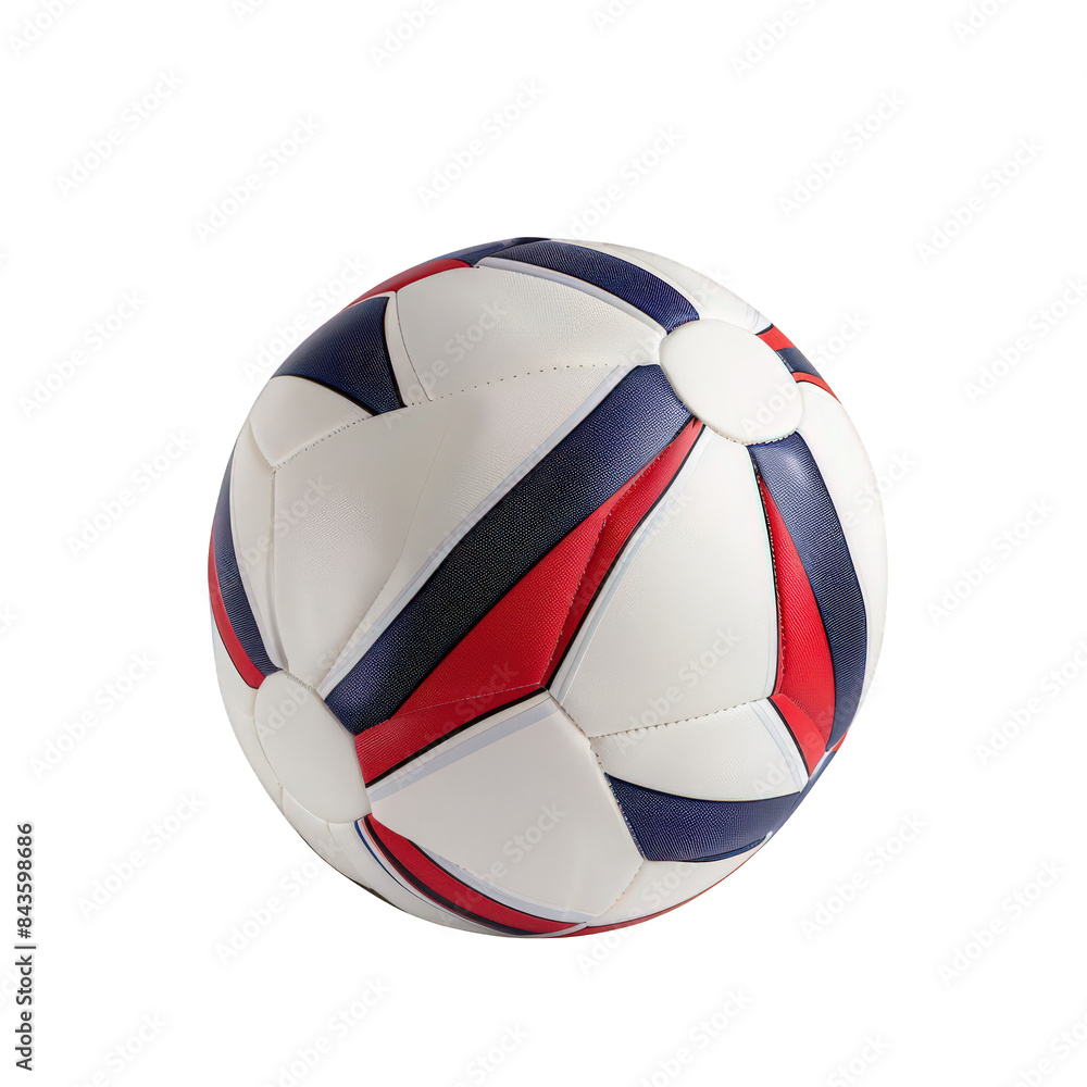 Obraz premium Soccer Ball with Red and Blue Stripes Isolated on Black Background
