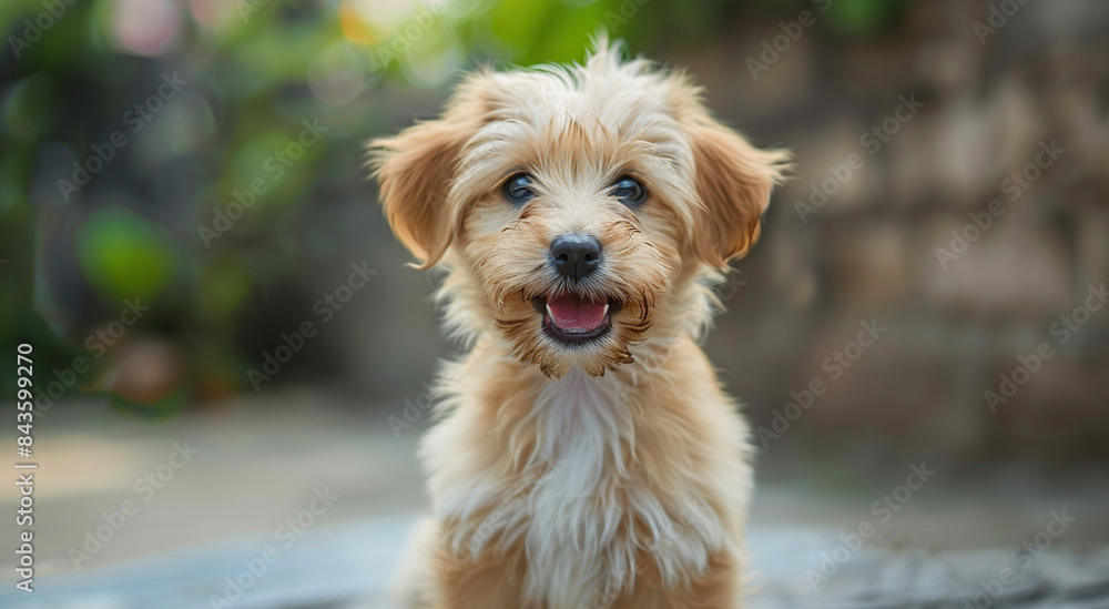 Cute puppy with funny haircut. Generative Ai Cute puppy with funny haircut. Generative Ai