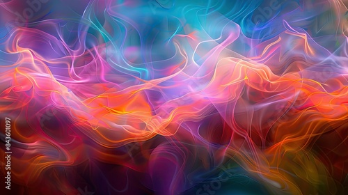 a kirlian effect of a sea of multi-coloured light waves in colourful harmony, in the style of soft ambience, scanner photography 