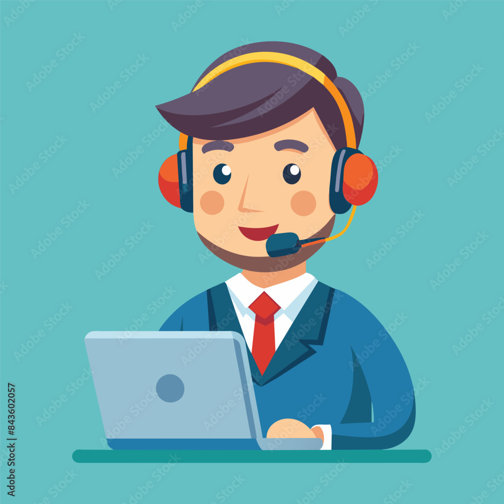 Office operator with headset talking with clients. Customer service, call center, hotline Office operator with headset talking with clients. Customer service, call center, hotline